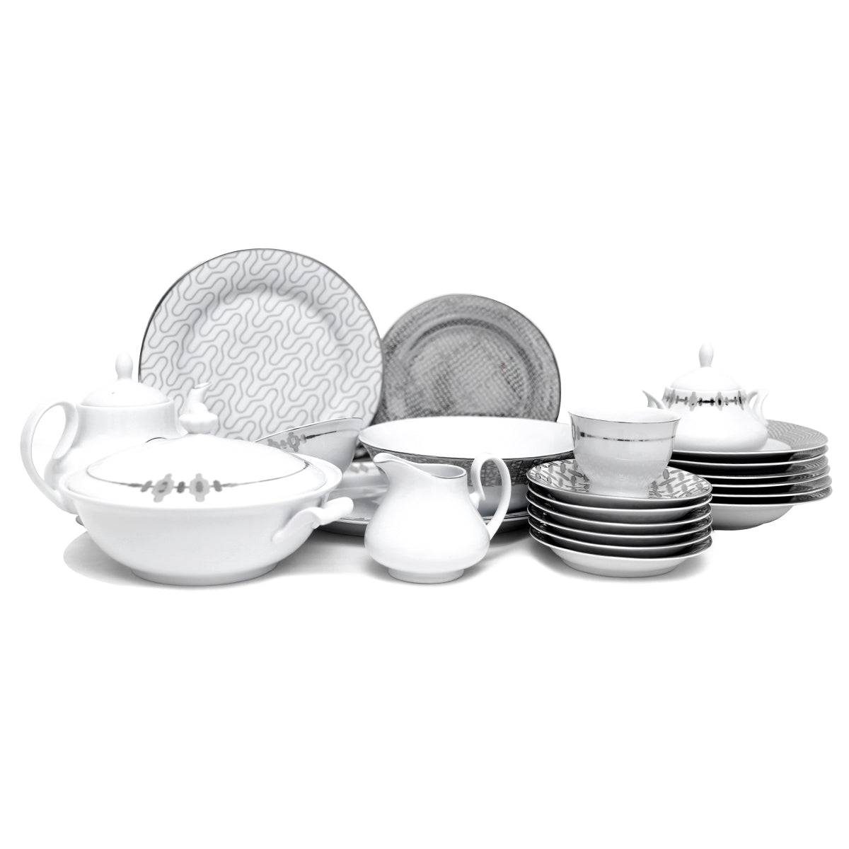 45Pcs Dinner Set (Silver Chevron)