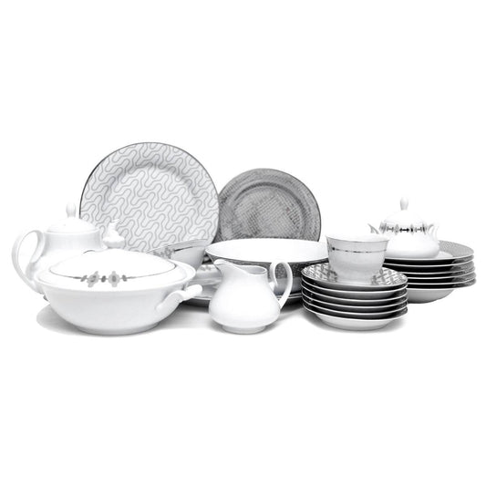45Pcs Dinner Set (Silver Chevron)
