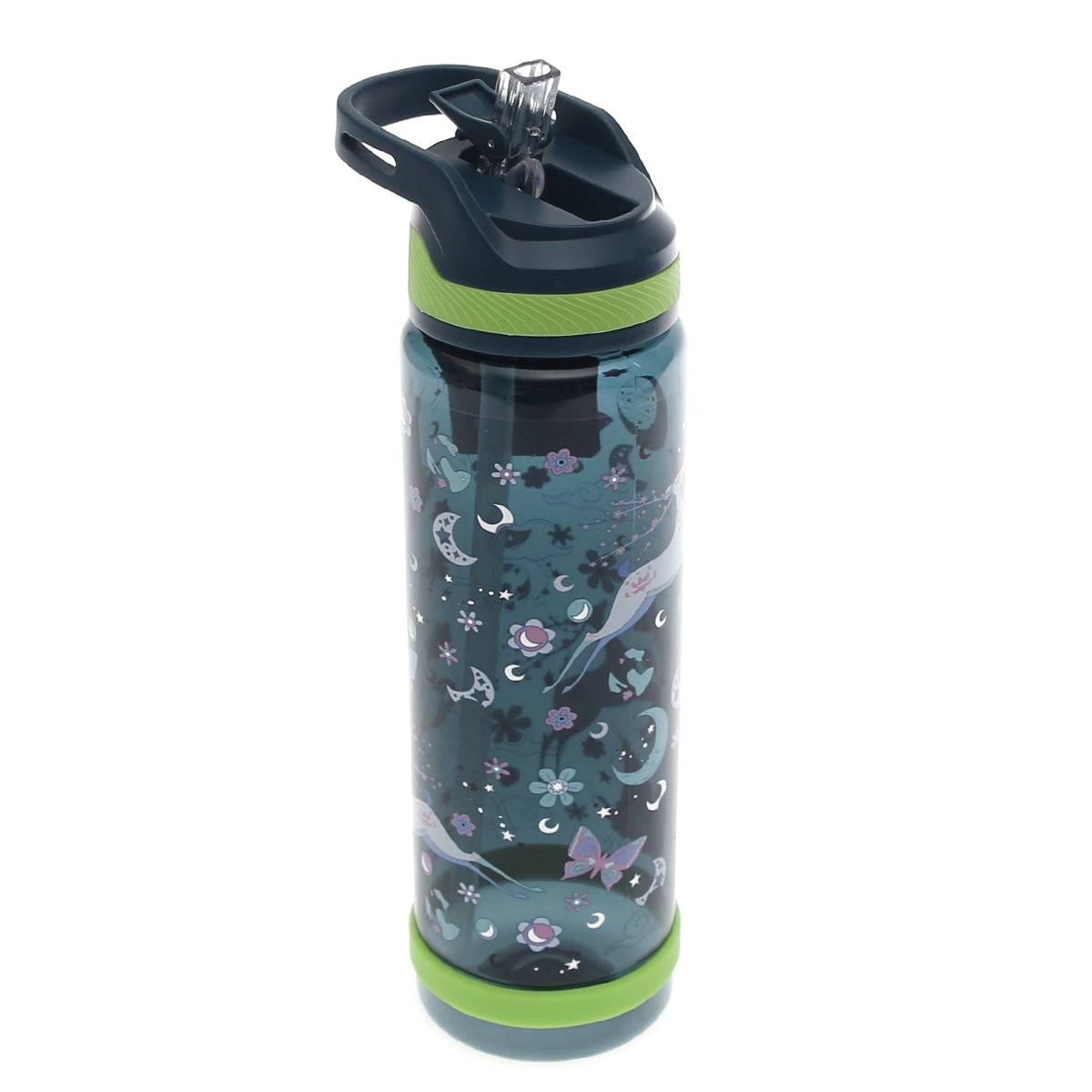Sports Water Bottle with Straw Ð 800ml Flip?Top Leak?Proof Design (Black, Green, Blue, Purple)