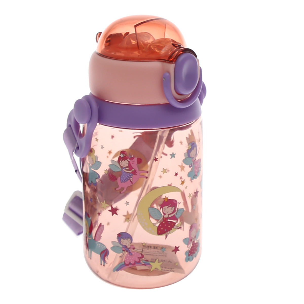 KidsÕ Water Bottle with Straw Ð 450ml Flip?Top Leak?Proof Design (Blue, Pink, Yellow)