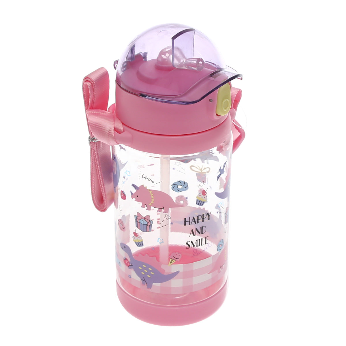 KidsÕ Water Bottle with Straw Ð 500ml Flip?Top Leak?Proof Design (Pink, Blue, Yellow)