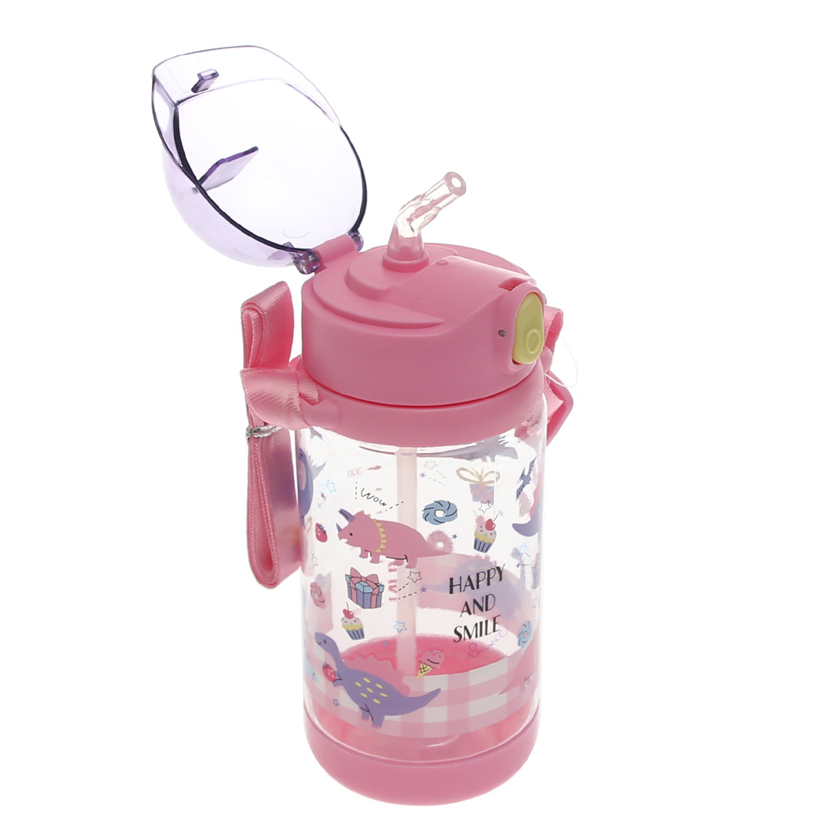 KidsÕ Water Bottle with Straw Ð 500ml Flip?Top Leak?Proof Design (Pink, Blue, Yellow)